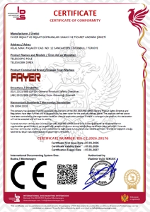 Certificat CE de mât télescopique